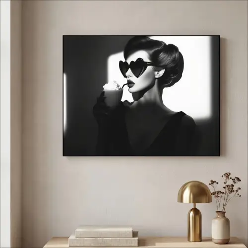 Vrouw - Zwart - Hart Textielframe zwart klein -sfeer2