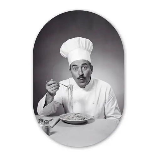 Chef - Spaghetti - Pasta Wandcirkel Ovaal Forex klein -3d