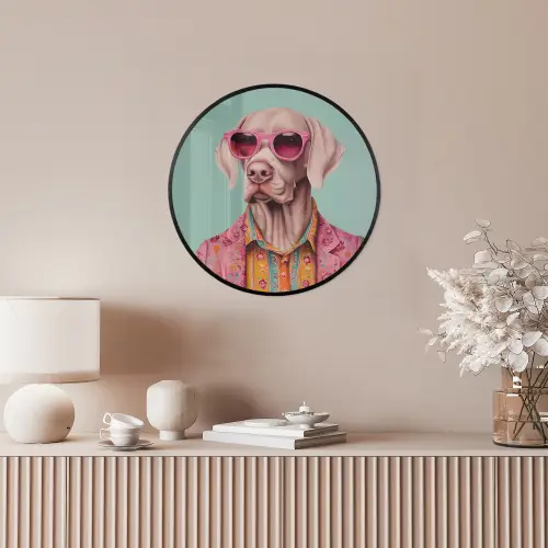 Hond - Overhemd - Bloemen - Bril Fotolijst rond zonder passe partout klein -sfeer3