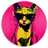 Kat - Art - Zonnebril - Roze Wandcirkel plexiglas klein -3d