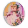 Portret - Vrouw - Abstract - Bloemen Akoestische PET Vilt - Rond klein -3d