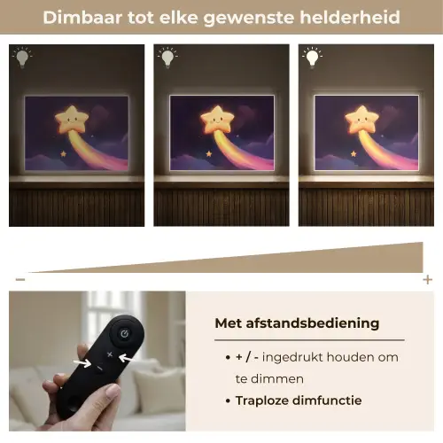 Ster - Gezichtje - Lichtgevend Light Box met batterij (Wandlamp kind) middel -USP_dimbaarNL