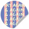 Try again - Strepen - Roze - Verticaal - Blauw Wandcirkel behangsticker klein -3d