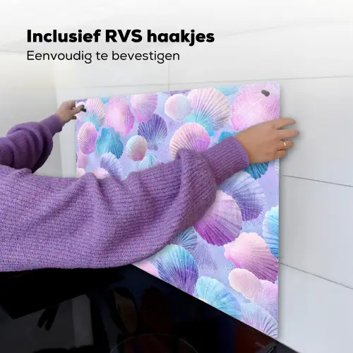 Schelpen - Paars - Blauw - Patroon Inductie beschemer met haakjes middel -ky-ophangen-nl