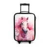 Paard in roze pastel tinten Kinderkoffer - Zwart klein -3d