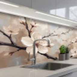 Bloesem - Takken - Schilderij - Beige - Serene keuken achterwand 2 middel -3d_schuin