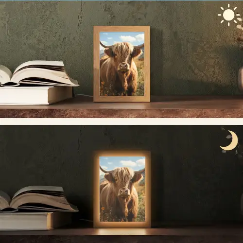 Schotse hooglander - Dieren portret - Natuur - Dier Light Box met kabel (Tafellamp) klein -sfeer3