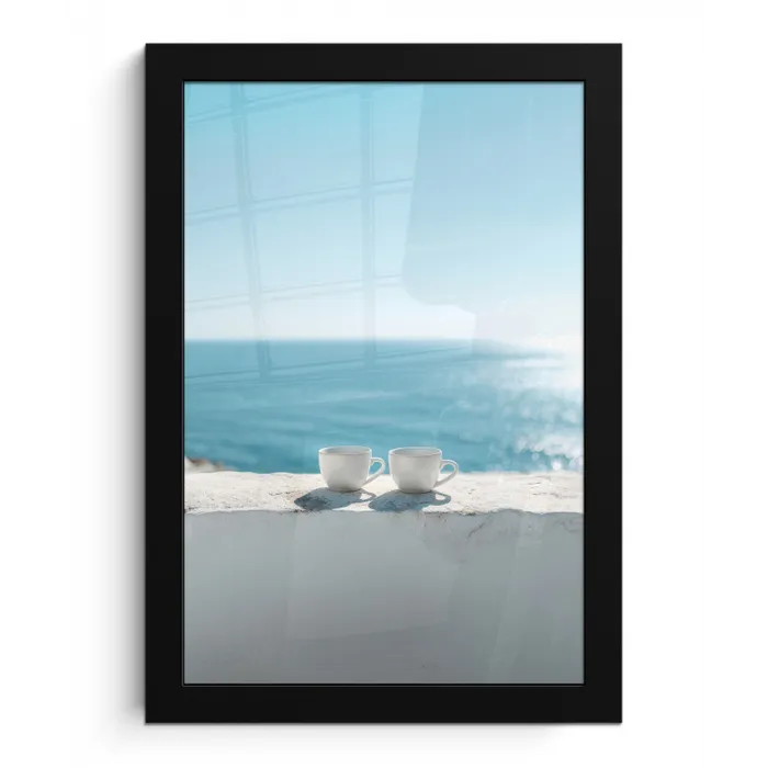 Zee - Koffiekopjes - Zomers fotolijst zwart zonder passe partout klein -3d