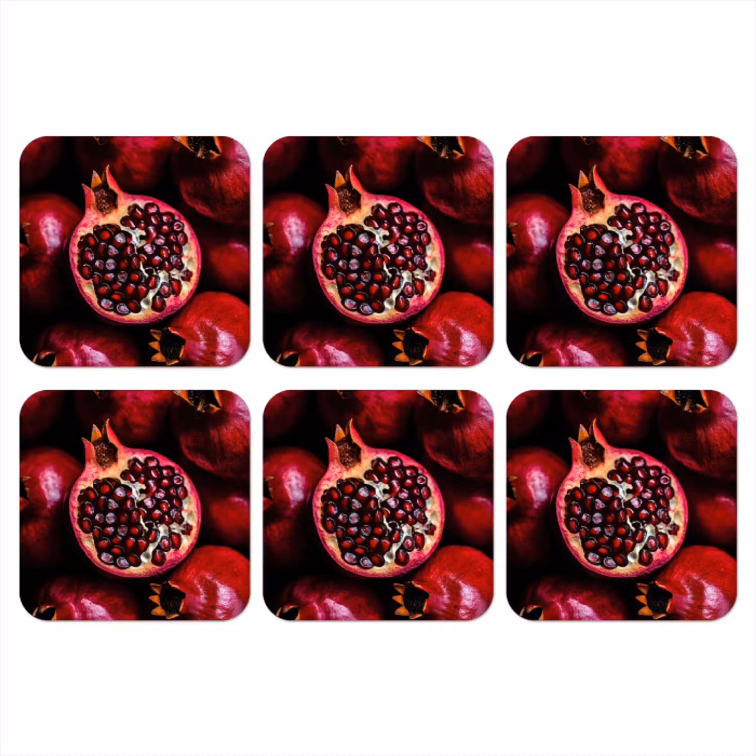 Granaatappel - Rood - Fruit onderzetter kurk middel -3d