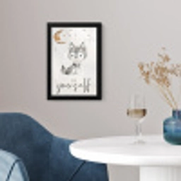 Spreuken - Wolf - Be yourself - Kinderen - Jongens - Meisjes - Waterverf fotolijst zwart zonder passe partout klein -sfeer4