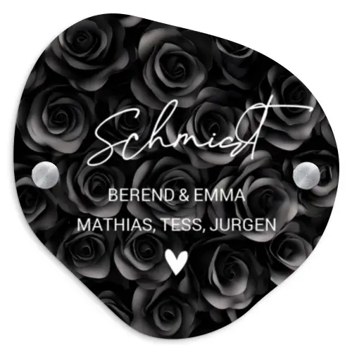 Zwarte rozen - Sierlijk Naambord Organisch middel -3d