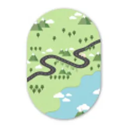 Auto - Bergweg - Natuur - Illustratie Wandcirkel Ovaal Forex klein -3d
