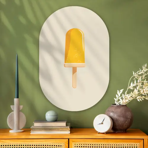 Oranje - Stokje - Waterijsje Wandcirkel Ovaal Glas middel -sfeer2