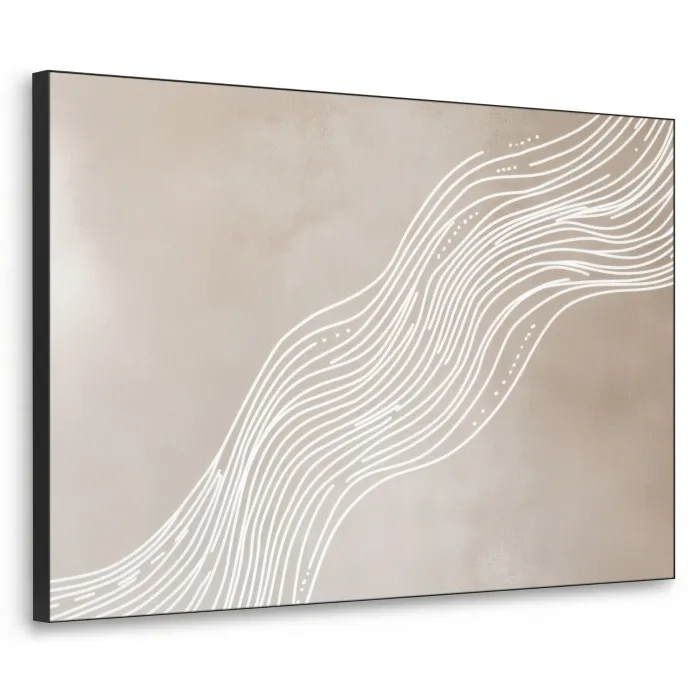Golvende lijnen - Vloeiend - Zandkleurig Textielframe zwart klein -3d