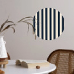 Verticale strepen - Blauw - Crème Wandcirkel behangsticker klein 186 -sfeer3