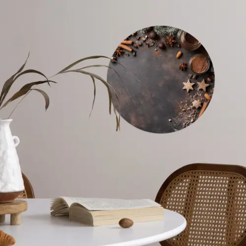 Winter - Kerst - Specerijen - Beton Wandcirkel behangsticker klein -sfeer3