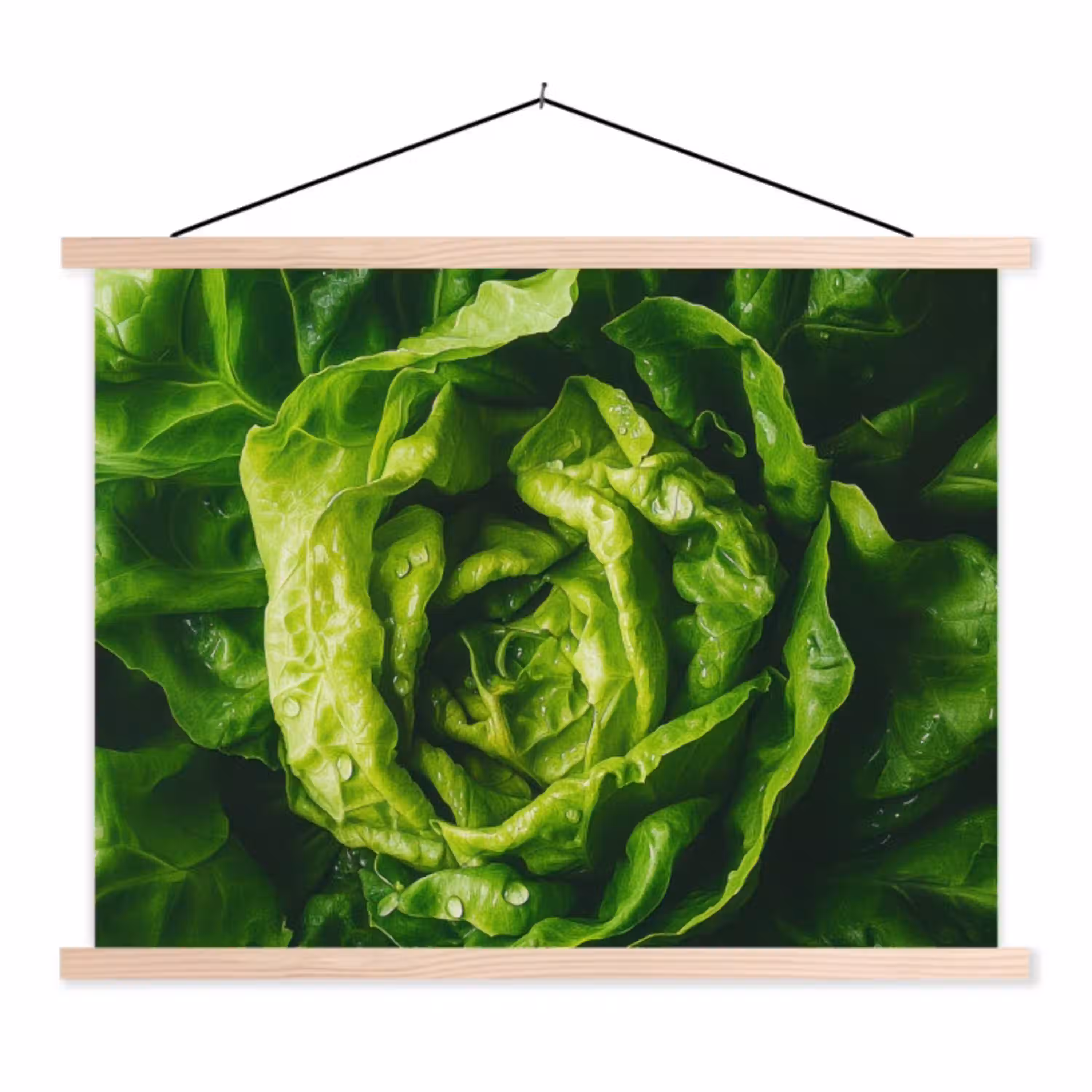 Groente - Sla - Groen textielposter latten blank klein -3d