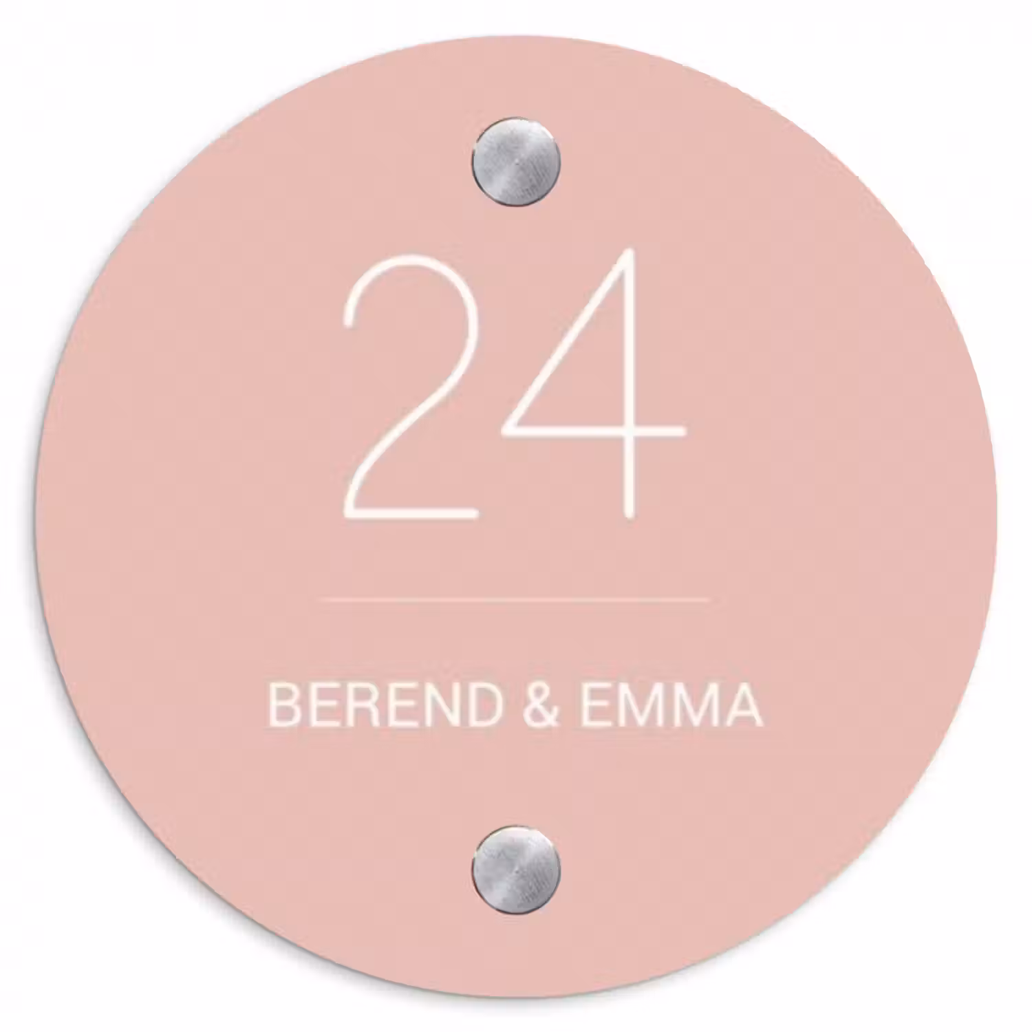 Namensschild Haustür Rund – Einfarbig rosa - Klassisch