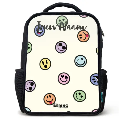Speelse smiley-mix Rugzak - Zwart middel -3d