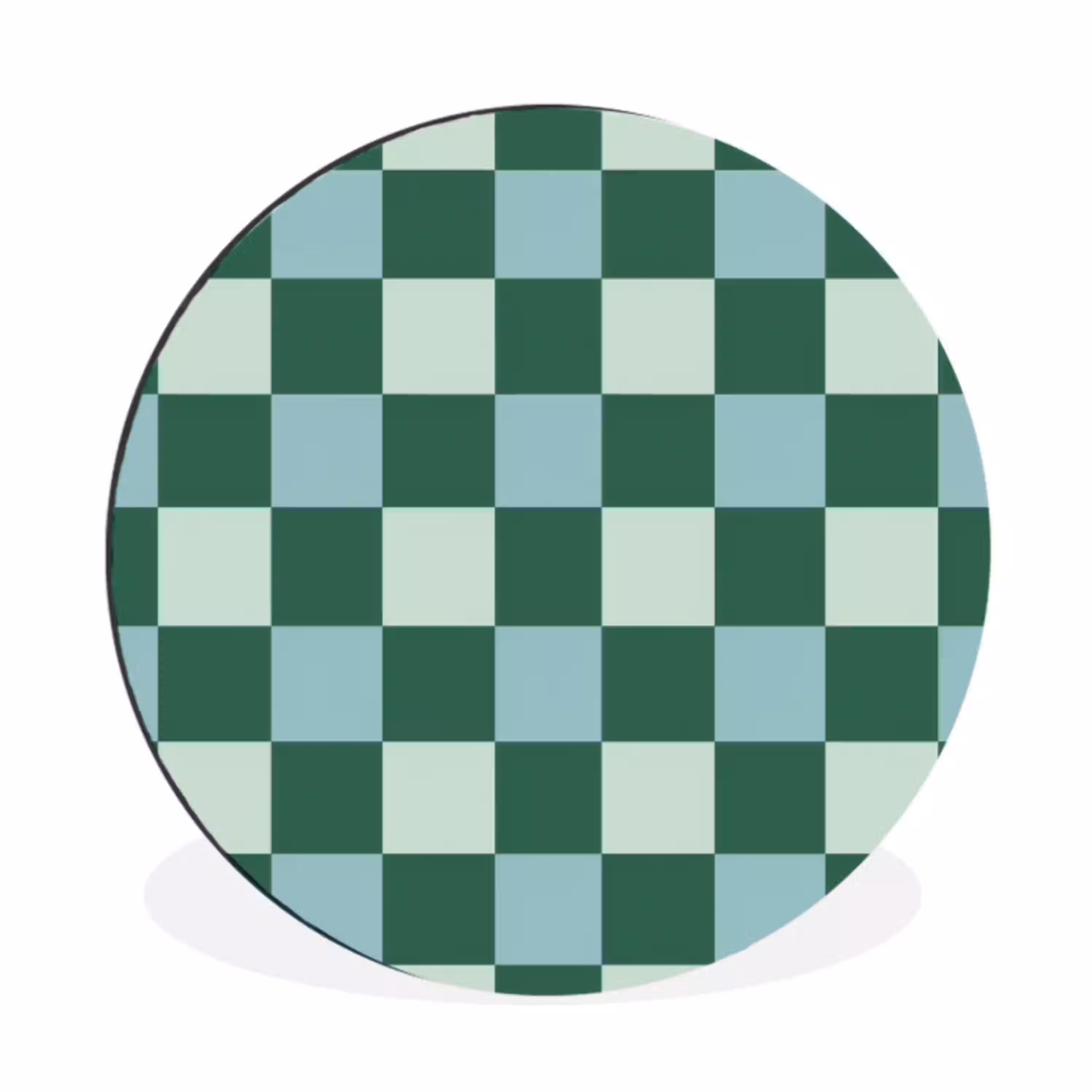 Schaakbord - Klassiek - Groen Wandcirkel aluminium klein 190 -3d