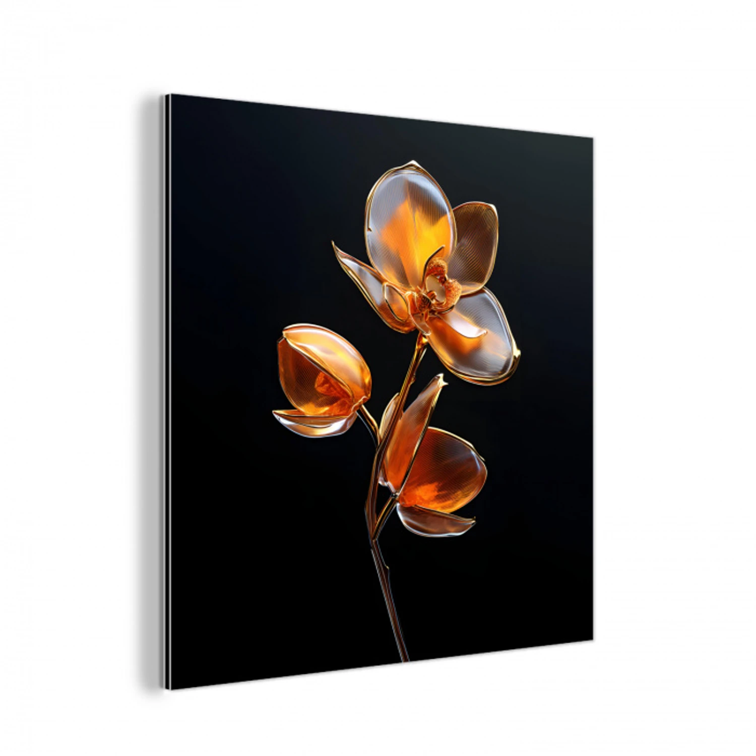 Bloem - Orchidee - Oranje aluminium wit klein -3d