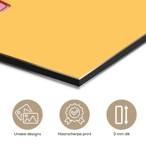 Love yourself - Roze - Geel aluminium wit klein -closeup_NL