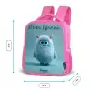Blauw pluizig monster met hoorns Kinderrugzak - Roze middel -productfoto_formaten
