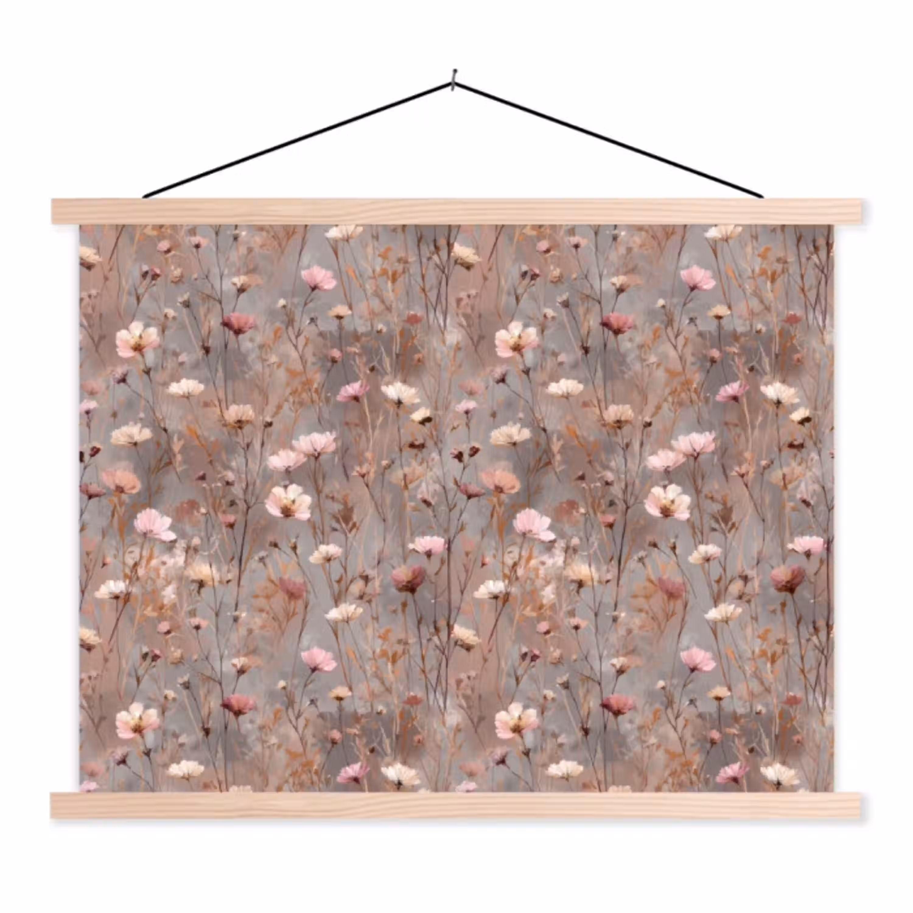 Bloemen - Wild - Pastel textielposter latten blank klein 122 -3d