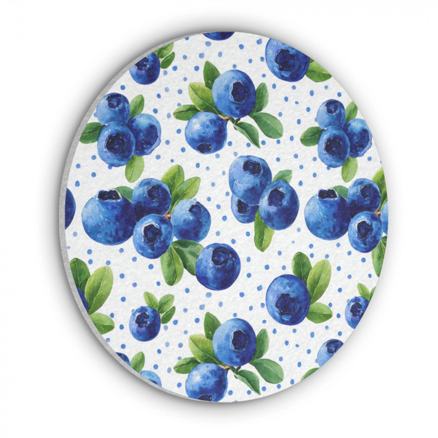 Bessen - Patroon - Blauw Akoestische PET Vilt - Rond klein 838 -3d