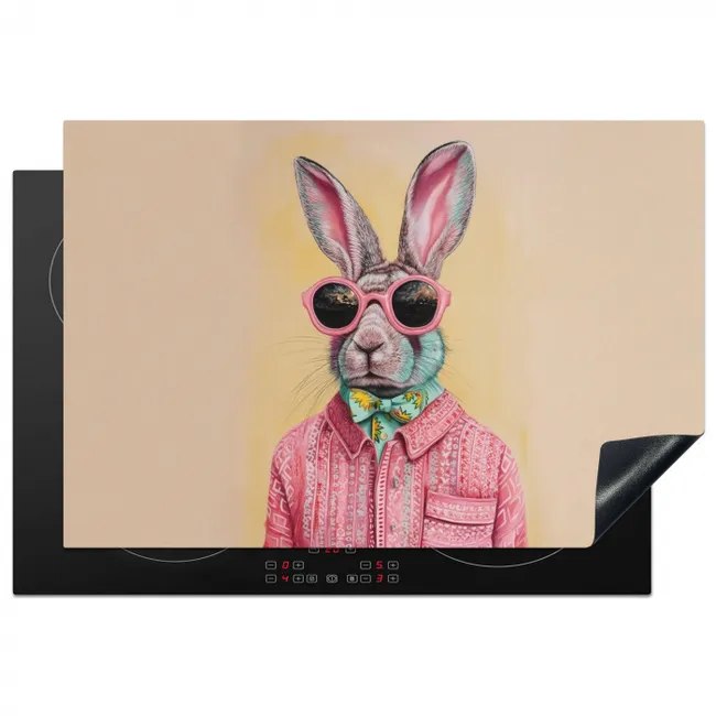 Grijs - Konijn - Blouse - Strik Inductie beschermer vinyl 3mm klein -3d