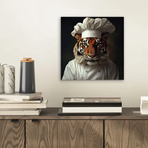 Tijger - Kokskleding - Bruin aluminium wit klein -sfeer1