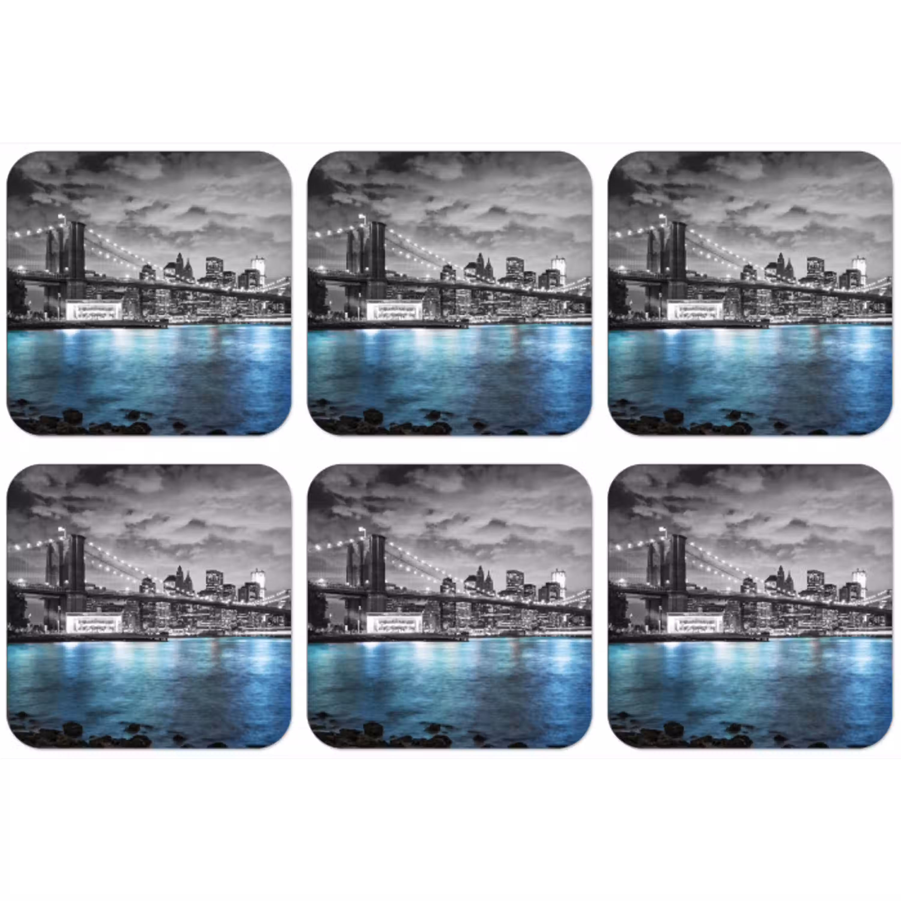 New York - Skyline - Stad - Blauw onderzetter kurk middel -zkaufland3dotto