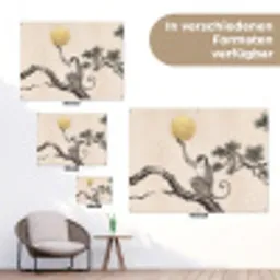 Aap - Maan - Goud tuinposter los doek klein -Xsfeer9_DE