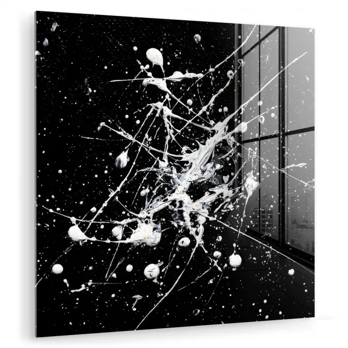 Verfspatten - Wit - Abstract - Explosie plexiglas 5mm klein -zzzproduct_nieuw
