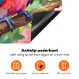 Papagaai - Hibiscusbloemen - Kleurrijk Inductie beschermer vinyl 3mm klein -zzzzzzz-td-onderkant
