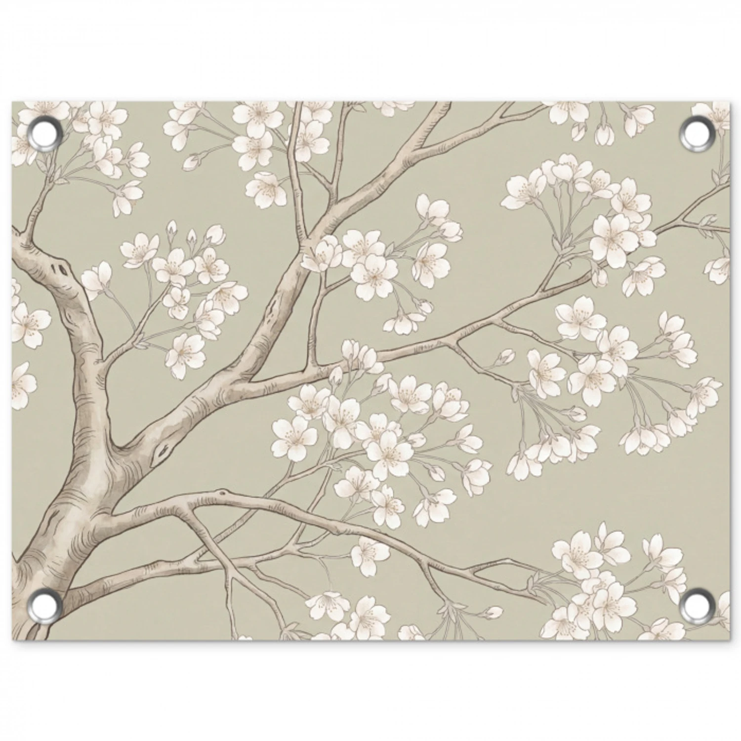Sereen - Bloesem - Wit tuinposter los doek klein -3d