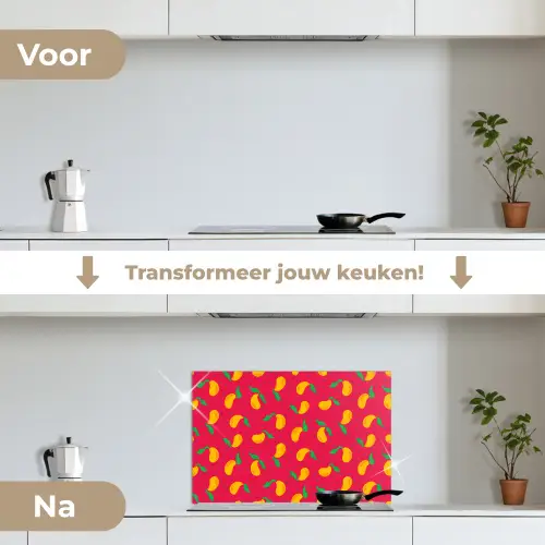 Roze - Mango - Blauwe - Streepjes keuken achterwand spatscherm klein 900 -voor_na_NL