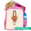 Bruin paard in gallop Kinderrugzak - Roze middel -inhoud_NL