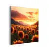 Zonnebloemen - Zonsondergang - Landschap aluminium wit klein -3d