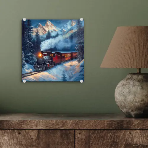 Trein - Kerst - Sneeuw - Kersttrein plexiglas 5mm klein -sfeer3