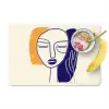 Minimalistisch - Gezicht - Hand - Oranje - Blauw Placemat vinyl groot -zzzproduct_Kitchenyeah-website