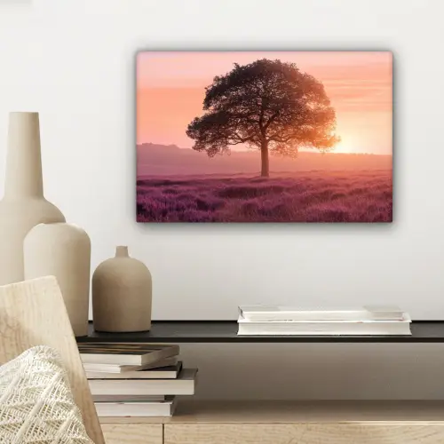 Boom - Heide - Zonsopgang canvas 2cm klein -sfeer6