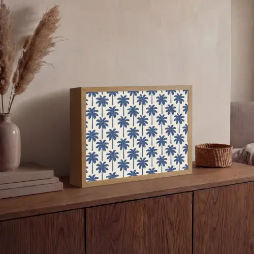 Symmetrisch - Palm - Blauw Light Box met batterij (Wandlamp) middel 907 -sfeer2