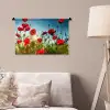 Klaprozen - Toscane - Zon - Rood - Blauw Wandkleed katoen klein -sfeer4