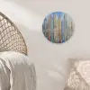 Skyline - Wolkenkrabbers - Water - Blauw Akoestische PET Vilt - Rond klein -sfeer4