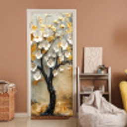 Boom - Bloemen - Goud - Beige deurposter klein -sfeer1