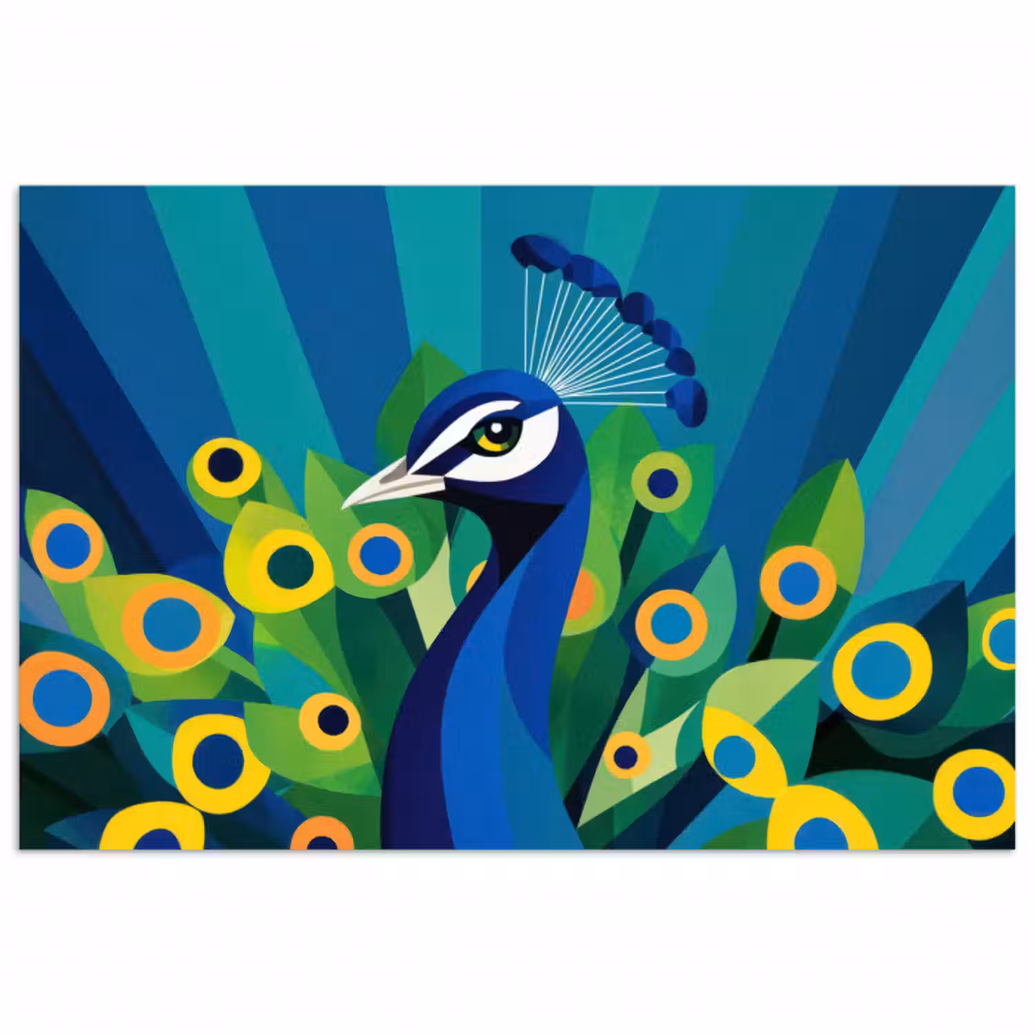 Poster - Pfau - Kreise - Blau