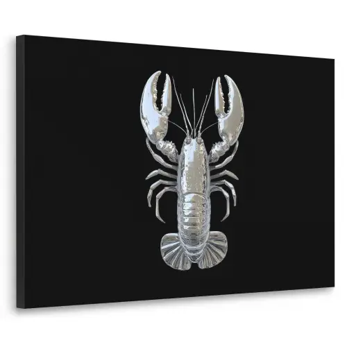 Kreeft - Zilver - Metallic - Luxe Textielframe zwart klein -3d