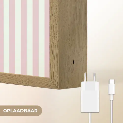 Focus on the good - Strepen - Roze - Smiley Light Box met batterij (Wandlamp) middel -USP_websiteoplaadbaarNL
