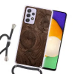 Houtnerf - Textuur - Patroon - Bruin - Rustiek Hoesje Samsung Galaxy A52 5G met koord klein -sfeer1